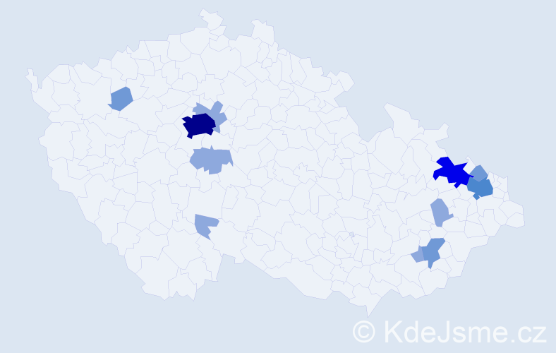 Příjmení: 'Ohanková', počet výskytů 25 v celé ČR