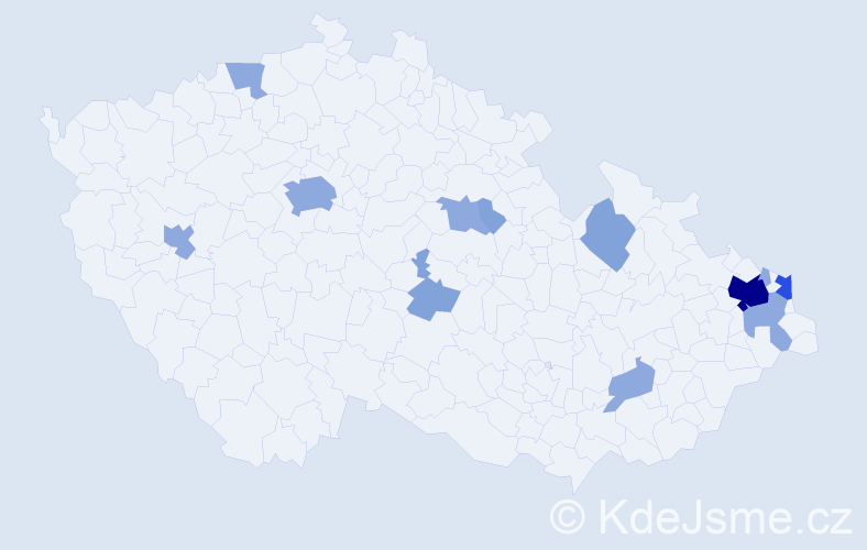 Příjmení: 'Badžgoň', počet výskytů 27 v celé ČR