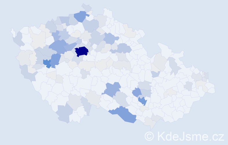 Příjmení: 'Kočka', počet výskytů 581 v celé ČR