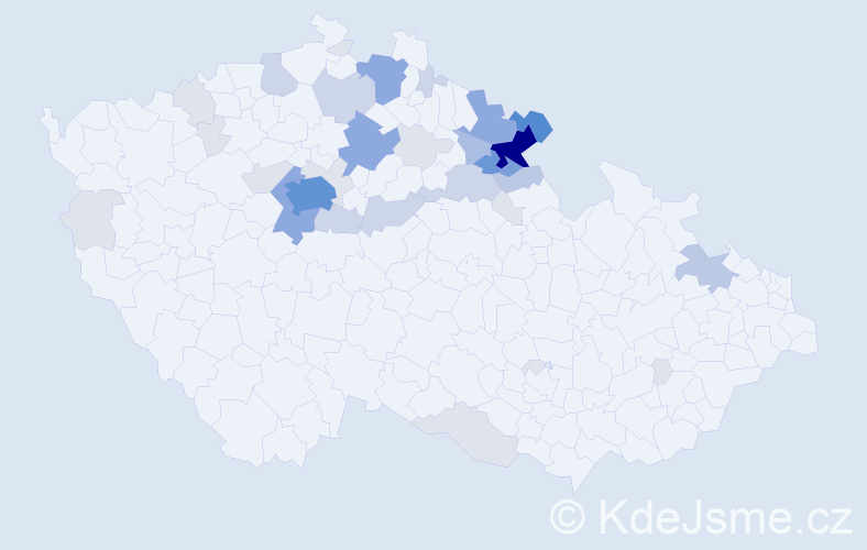 Příjmení: 'Nýč', počet výskytů 123 v celé ČR