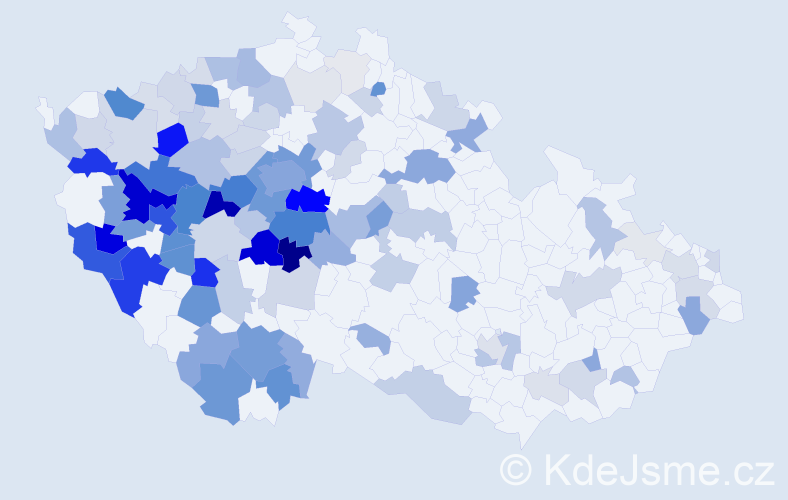 Příjmení: 'Hůrková', počet výskytů 442 v celé ČR