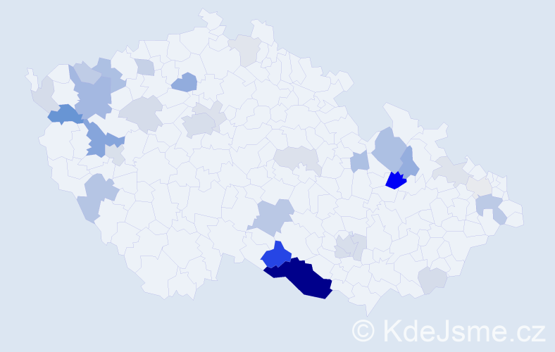 Příjmení: 'Meister', počet výskytů 93 v celé ČR