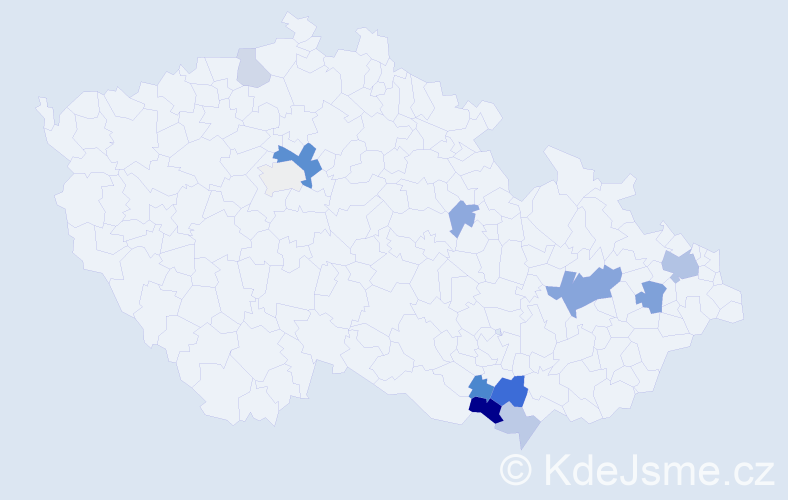 Příjmení: 'Kolla', počet výskytů 26 v celé ČR