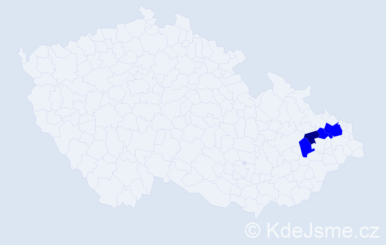 Příjmení: 'Bukovčáková', počet výskytů 9 v celé ČR