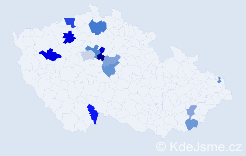 Příjmení: 'Hronček', počet výskytů 21 v celé ČR