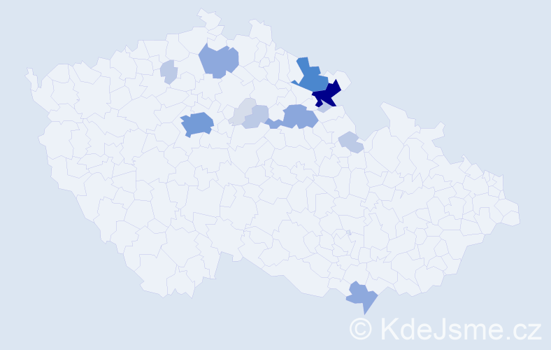 Příjmení: 'Brejtr', počet výskytů 53 v celé ČR