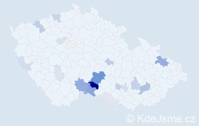 Příjmení: 'Štambera', počet výskytů 58 v celé ČR