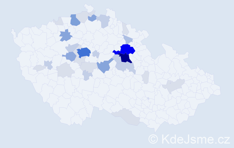 Příjmení: 'Salavec', počet výskytů 105 v celé ČR