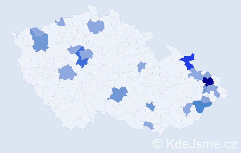 Příjmení: 'Kamenár', počet výskytů 51 v celé ČR
