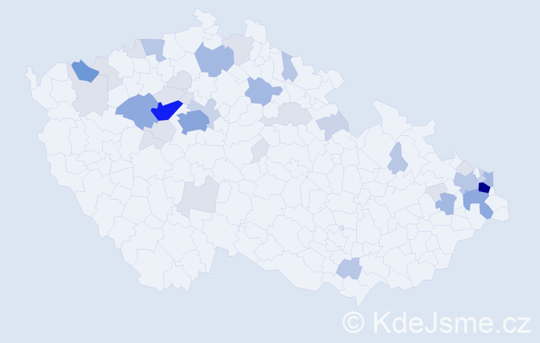 Příjmení: 'Kónya', počet výskytů 121 v celé ČR