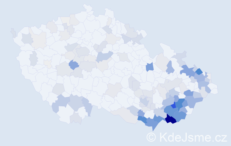 Příjmení: 'Mlýnek', počet výskytů 586 v celé ČR