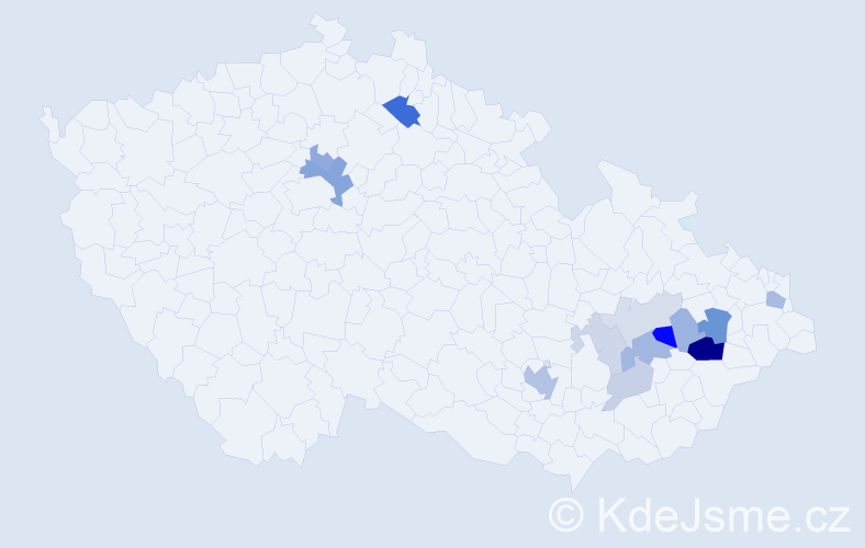Příjmení: 'Kunetka', počet výskytů 32 v celé ČR