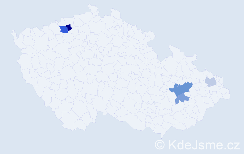 Příjmení: 'Dulin', počet výskytů 7 v celé ČR