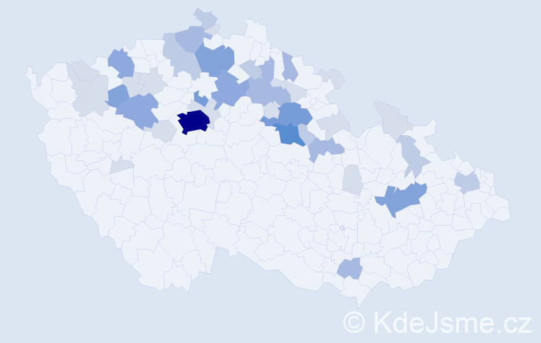 Příjmení: 'Kalvachová', počet výskytů 121 v celé ČR