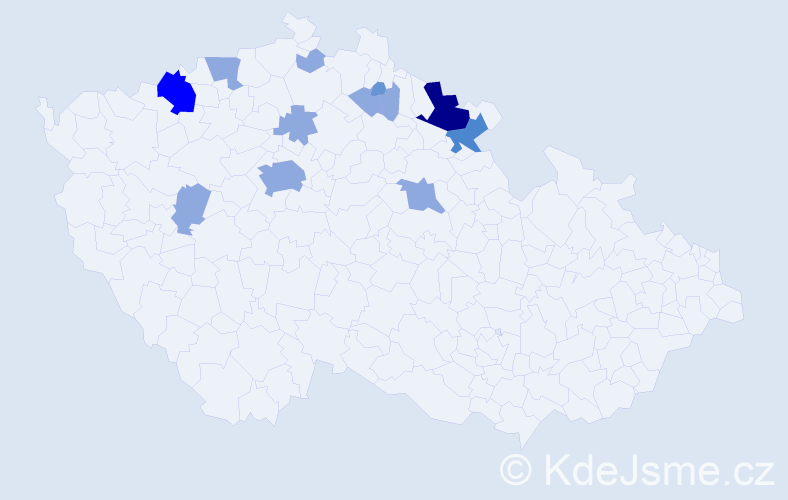 Příjmení: 'Kalužná', počet výskytů 29 v celé ČR