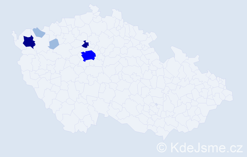 Příjmení: 'Černáč', počet výskytů 13 v celé ČR