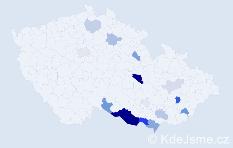 Příjmení: 'Geba', počet výskytů 32 v celé ČR