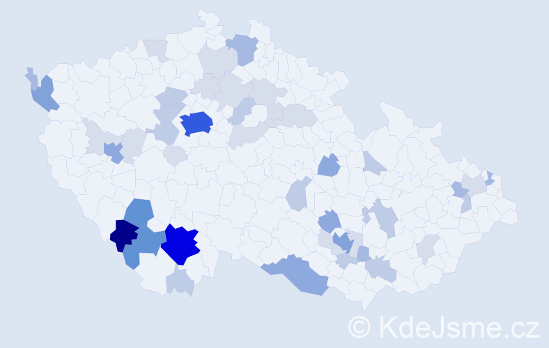 Příjmení: 'Had', počet výskytů 143 v celé ČR