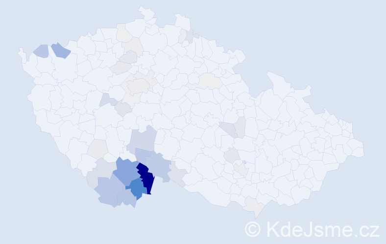 Příjmení: 'Vochozková', počet výskytů 138 v celé ČR