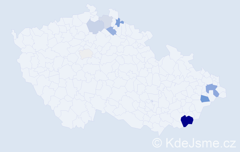 Příjmení: 'Uko', počet výskytů 19 v celé ČR