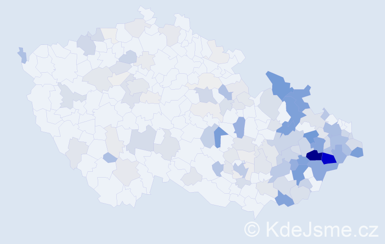 Příjmení: 'Bártek', počet výskytů 528 v celé ČR