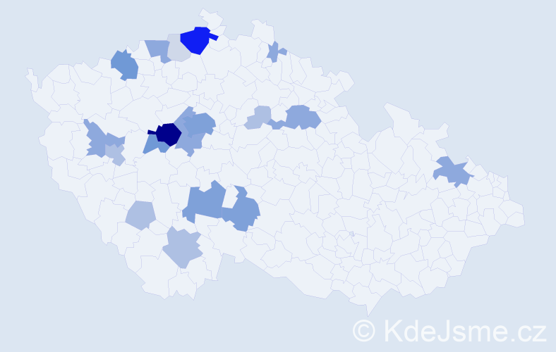 Příjmení: 'Krásl', počet výskytů 75 v celé ČR
