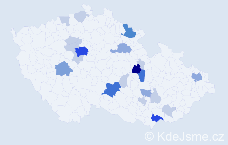 Příjmení: 'Půlkrábková', počet výskytů 63 v celé ČR