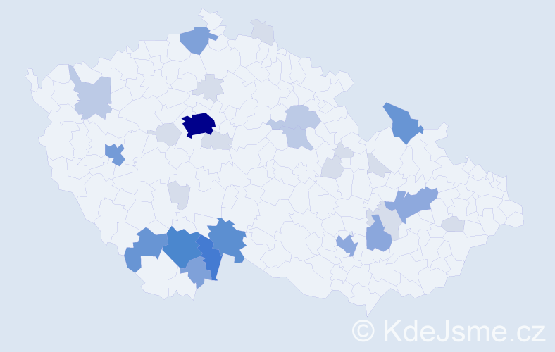 Příjmení: 'Vondrka', počet výskytů 102 v celé ČR