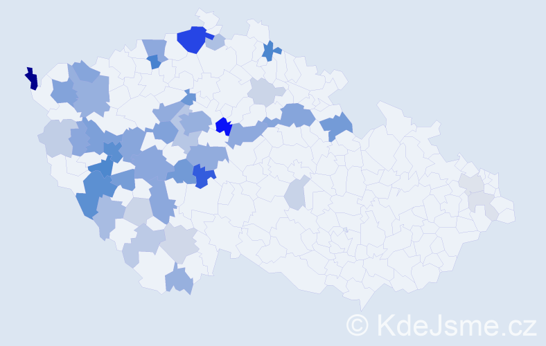 Příjmení: 'Bešťák', počet výskytů 167 v celé ČR