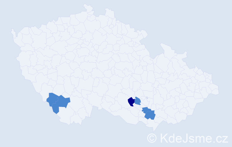 Příjmení: 'Bendeová', počet výskytů 8 v celé ČR