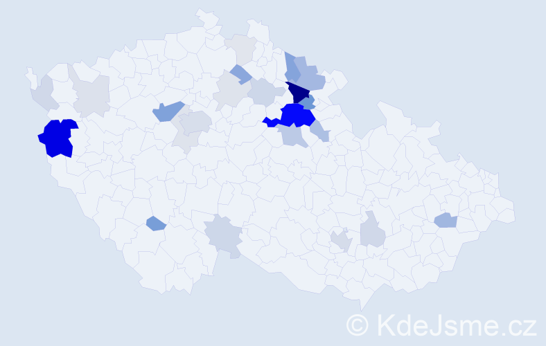 Příjmení: 'Hronešová', počet výskytů 85 v celé ČR