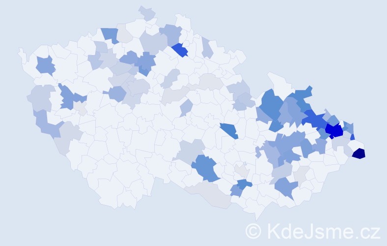 Příjmení: 'Hajduková', počet výskytů 264 v celé ČR