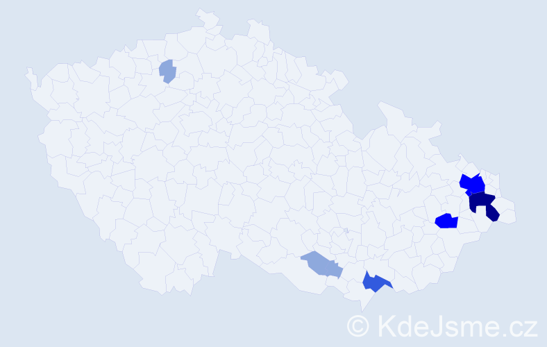Příjmení: 'Moniaková', počet výskytů 19 v celé ČR