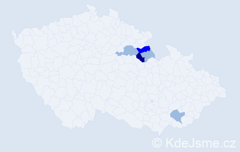 Příjmení: 'Touc', počet výskytů 10 v celé ČR