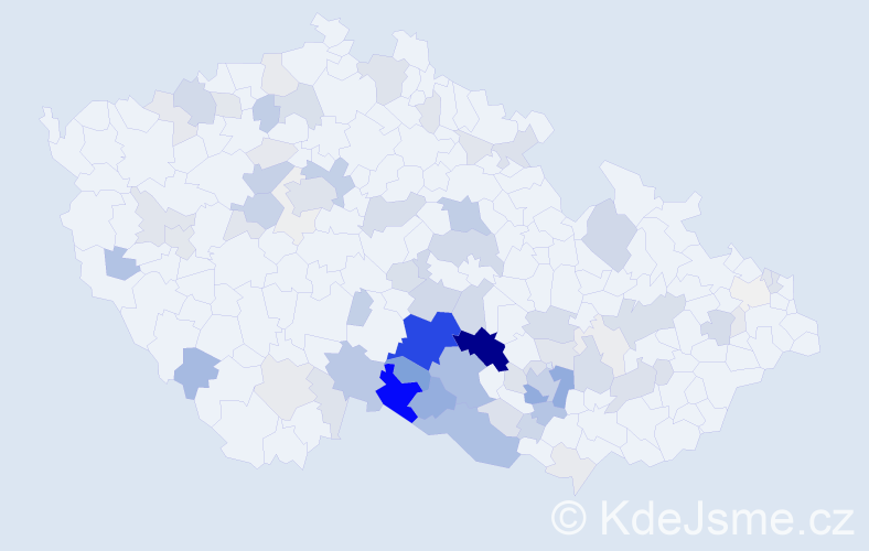 Příjmení: 'Bartušek', počet výskytů 349 v celé ČR