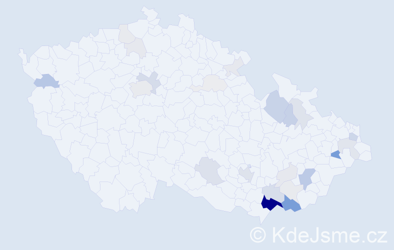 Příjmení: 'Brablc', počet výskytů 101 v celé ČR