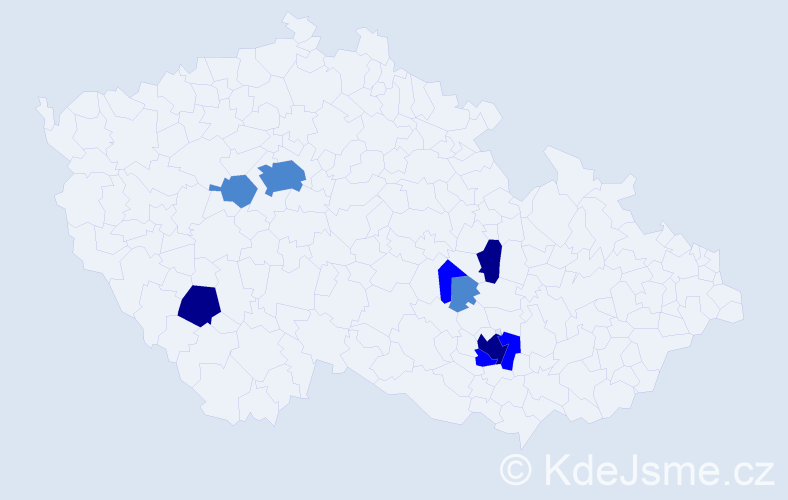 Příjmení: 'Vykutilová', počet výskytů 16 v celé ČR