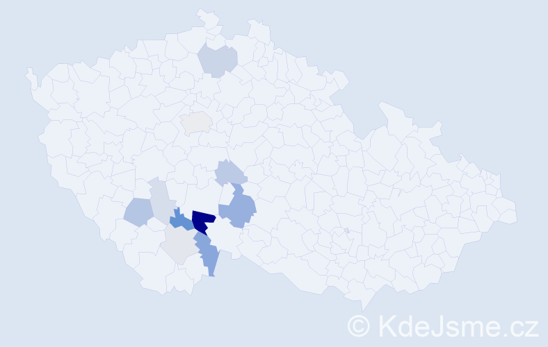 Příjmení: 'Chynová', počet výskytů 25 v celé ČR