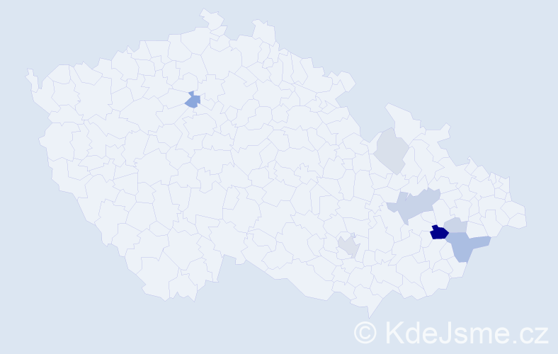 Příjmení: 'Skácal', počet výskytů 18 v celé ČR