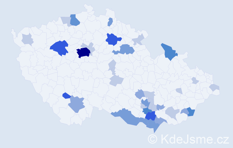 Příjmení: 'Kabela', počet výskytů 94 v celé ČR