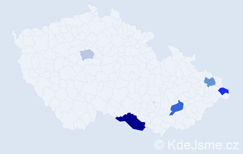 Příjmení: 'Kotibová', počet výskytů 8 v celé ČR