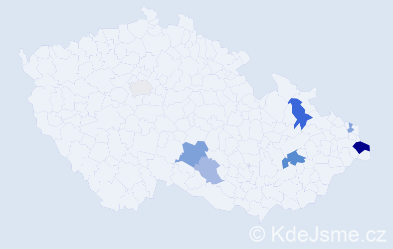 Příjmení: 'Habčáková', počet výskytů 15 v celé ČR