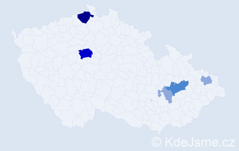 Příjmení: 'Machar', počet výskytů 23 v celé ČR