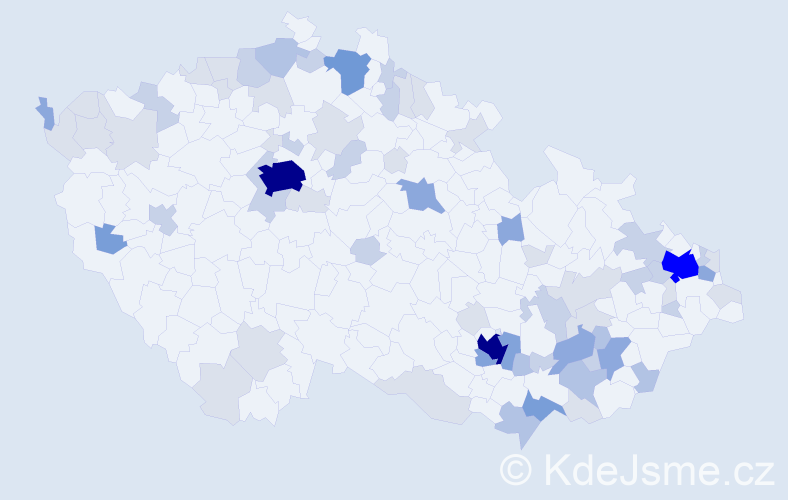 Příjmení: 'Barta', počet výskytů 203 v celé ČR