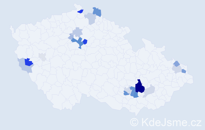 Příjmení: 'Vartová', počet výskytů 55 v celé ČR
