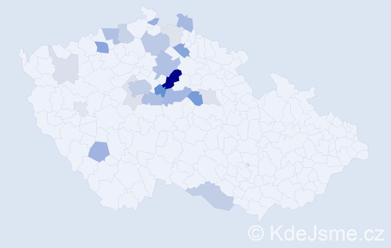 Příjmení: 'Hačecká', počet výskytů 63 v celé ČR