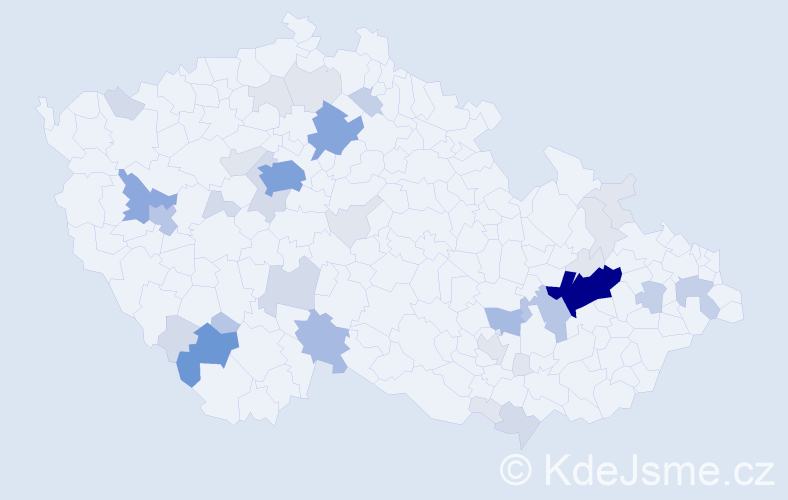 Příjmení: 'Krbeček', počet výskytů 123 v celé ČR