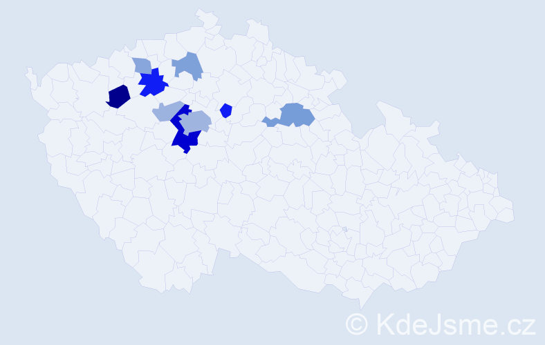 Příjmení: 'Razim', počet výskytů 21 v celé ČR
