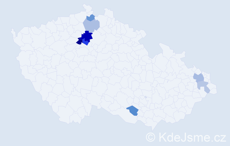 Příjmení: 'Zygmundová', počet výskytů 16 v celé ČR