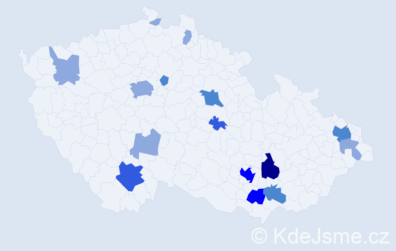 Příjmení: 'Kacer', počet výskytů 33 v celé ČR